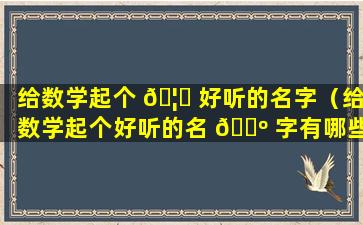 给数学起个 🦅 好听的名字（给数学起个好听的名 🌺 字有哪些）